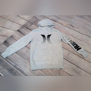 Hurley Light Grey Hoodie with Black Logo Down Sleeve